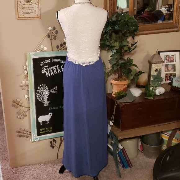 Poof Made with Love Blue Dress with Knit Top - Picture 4 of 6